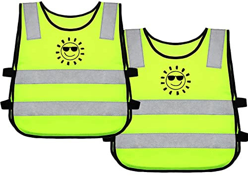 PTBWS 2 Pcs Kinderwarnweste,Reflektorweste in Warnweste Kind von,Reflektorweste für Kinder (3-12Jahre),Mode Lächeln Muster