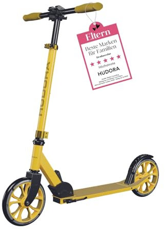 HUDORA Scooter Up 200 – Plegable Altura Regulable con Soporte – Patinete Ciudad – Canary
