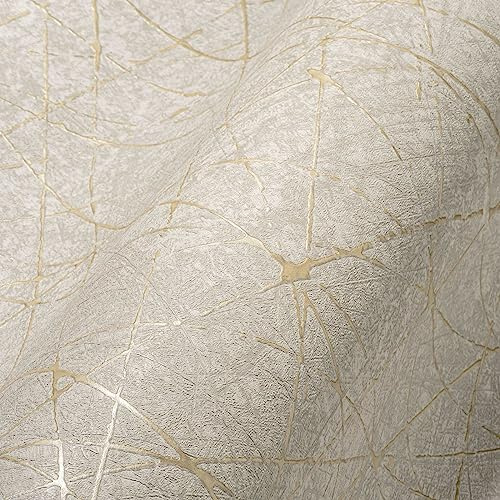 Livingwalls Resestilar fibertapet – tapet med färgremsor i beige och grått – orientalisk tapet för olika rum i 10,05 m x 0,53 m