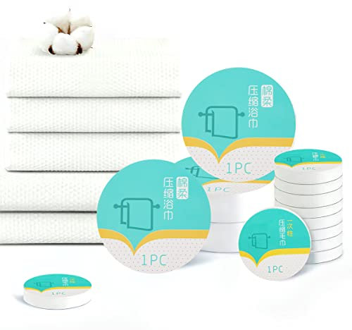 Darryy Komprimiertes Badetuch Set, Outdoor Handtuch, 4 Badetuch 70x140 Set, mit 10 Komprimiertes Handtuch Tabletten 25x50, Komprimiertes Badetuch Wiederverwendbar, Kleine Reiseartikel, Schwimmzubehör