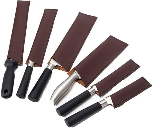 YWYHHM Leather Knife Sheath, 6 Pcs Edge Guards, Blade Cover Protector Sleeves, Waterproof Heavy Duty Universal Knife Protectors