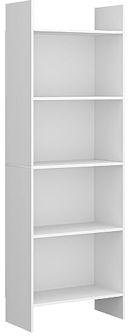 Hzuaneri Bücherregal, Regal, Standregal, Büroregal, mit 5 Fächern, offen, für Wohnzimmer, Arbeitszimmer, Büro, als Raumteiler, 24 x 50 x 140 cm, Weiß BC06503X