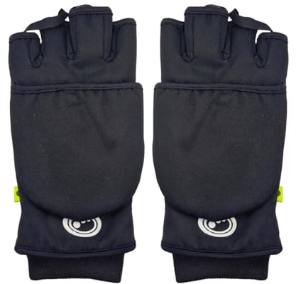 Optimum Guanti invernali termici a mezze dita, impermeabili, resistenti al vento, visibili, traspiranti, per sport, corsa, hockey, guida all'aperto, taglia XL
