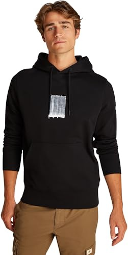 Calvin Klein Hoodie Hombre Brush Stroke Graphic de algodón, Negro (CK Black), M