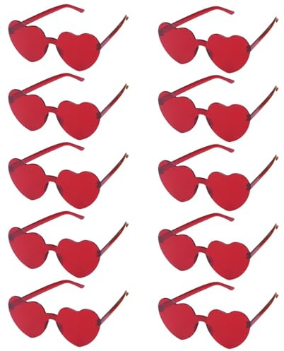 Minnhua 10 Pares Gafas Corazones Fiesta Niños y Adultos Gafas de Fiesta Divertidas Gafas Despedida de Soltera Gafas de Disfraz Divertidas para Fiesta de Cumpleaños Disfraces Festival Rojo