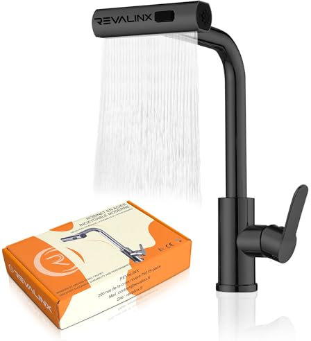 Robinet de Cuisine Douchette, Extractible- Cascade Rotatif 360° | 3 Modes | Mitigeur Cuisine avec Douchette Évier Inox Haute Pression | Robinet Cuisine Moderne avec Levier Unique