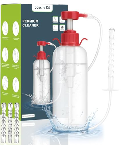 Enema Kit for Colon Cleansing - Anal Douche Anti Back-Flow with 3 Nozzle Tips - Vaginal Douche for Women/Douches for Men - 600ml / 20.29 OZ