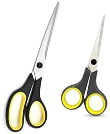 Scissor Set 140mm & 245mm – Pack of 2 | Stainless Steel Blades with Soft Grip Handles Scissors Set | Multi-Purpose Scissors for Kitchen – Office – & Household Use