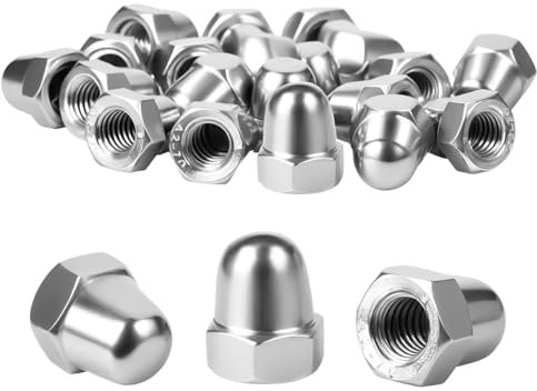 20 Stück Hutmuttern M6 Edelstahl, Sechskant Hutmuttern Hutmutter DIN 1587 Hohe Form Nach Hochwertige A2 V2A Kappenmuttern für Schrauben Gewindestangen Gewindebolzen