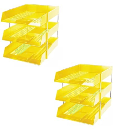 Evrite A4 lettertray with risers Yellow letter tray - pack of 6 trays + 4 riser sets