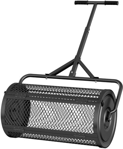 VELPAX Esparcidor de Abono para Césped 48 L, Multiusos，Esparcidor de Semillas de Cesta de Malla Metálica, Dispensador Compost con Asa,para Fertilizantes de Césped ，61 x 32 x 120 cm