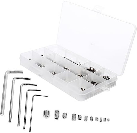 HEALEEP 240piezas Kit De Tornillos Prisioneros De Acero Inoxidable Con Llaves Allen Surtido De Tornillos Allen Grub Para Uso Electrodomésticos y Maquinaria