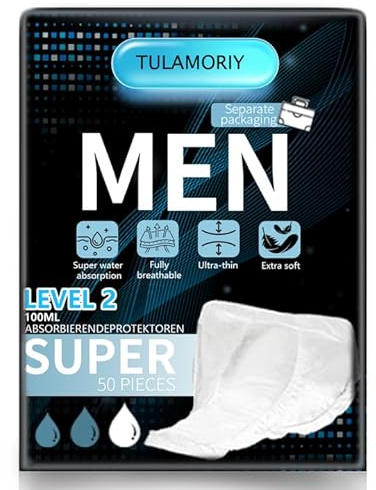 50 PCS Absorbierende Protektoren, Level 2, Produktgröße 19cm*13cm, Hygieneeinlagen für Männer bei leichte Harnverlust und Inkontinenz, Extra dünn & atmungsaktiv