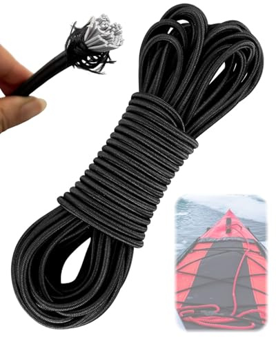 JUKOTA 15m x 6mm Tendeur Elastique,Corde Extensible en Caoutchouc Sandow Elastique Elastique Bache Remorque,Corde Elastique Corde D'extension pour Camping,Bâche Remorque,Transport Marchandises-Noir