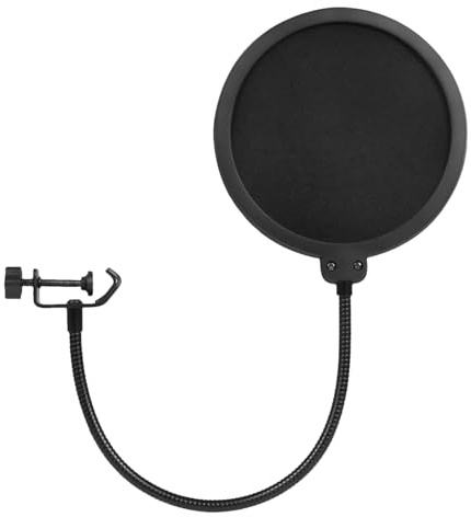 Amesor Pantalla Antipop para Micrófono - Filtro de Viento para Micrófono,Protector de Viento de Doble Capa para Equipo de Sonido con Cuello Flexible Ajustable para Cantantes y Locutores