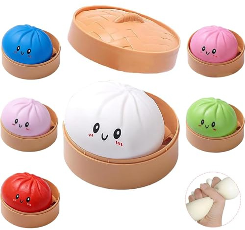 Gigante Mystery Dumpling Squishy, palla antistress Jumbo con scatola per vapore, pasta morbida da schiacciare per alleviare l'ansia e fidget mano per adulti (bianco)