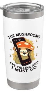 Champignons Cueilleur champignons Mushrooms drôles fungi Gobelet isotherme en acier inoxydable double paroi