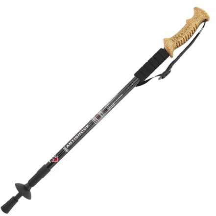 MidGard Lot de 2 bâtons de marche nordique télescopiques anti-chocs en alliage d'aluminium avec poignée en liège et amortissement réglables en longueur 65-135 cm Noir