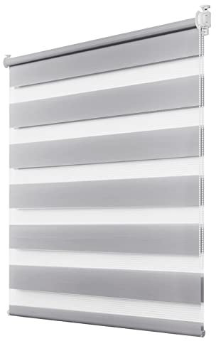 Deswell Doppelrollo Klemmfix ohne Bohren Grau B55 x H120 cm (Stoffbreite 51cm) Rollos für Fenster ohne Bohren für Fenster mit Lichtdurchlässig & Verdunkelnd/Höhe Stufenlos Verstellbar