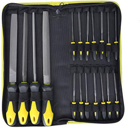 Greensen 18Pcs Files and Rasp Set for Metal, Wood, Plastic etc Quality Metal File Tool Set with Case - 4pcs Flat/Triangle/Half-Round/Round Files and 14pcs Precision Files