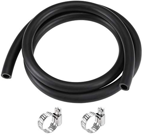 sourcing map Tubo per olio lubrificante 8mm ID 12mm OD 1,0 m Tubo per acqua in gomma nero, 2 morsetti