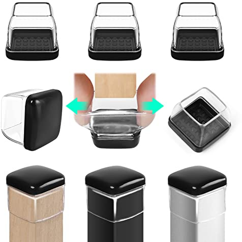RCHYFEED 24 Protectores Patas Sillas Muebles para Alfombra y Piso, Silicona Tapas Deslizantes para Patas de Sillas con Almohadillas de Teflón,28-36mm Planeadores de Teflón para Patas de Mesa Sofa