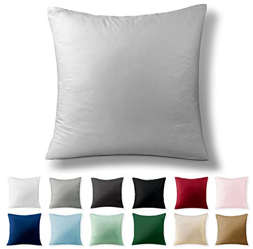 Alreya Renforcé Kissenbezug 40 x 40 cm - 100% Baumwolle mit YKK Reißverschluss, Superweicher Kopfkissenbezug 40x40, Kissenhülle, Grau, nur Kissenbezug