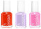 Essie Vivid Summer Brights Nail Polish Trio Kit, Includes x1 Pink Lovie Dovie, x1 Orange Red Meet Me At Sunset & x1 Lilac Purple Lilacism Nail Varnish
