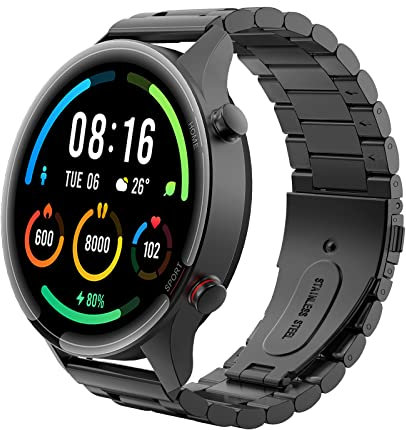 MoKo Metall Armband Kompatibel mit Xiaomi Watch S1/S3/S4, 22mm Edelstahl Ersatzarmband Uhrenarmband, Schwarz
