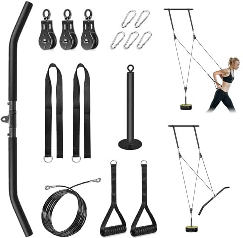 Kabelzug Fitness Kabelsystem Latzug Fitness Bizeps Rücken Trainingsgerät Zuhause Kabelzug Pulley System Latzugmaschine Kabelturm Training Equipment (Set mit Latzugstange, Griff)