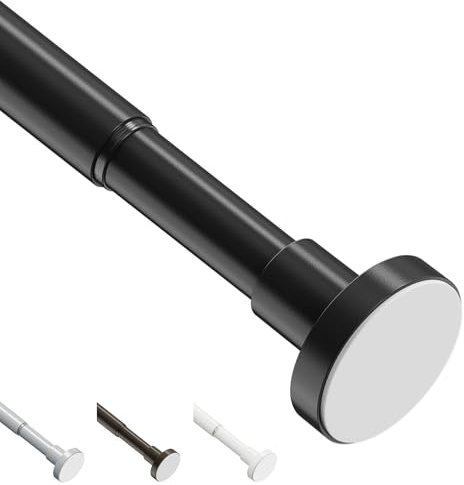 WELDUN Barra de tensión de cortina extensible, 46-190 cm, barra telescópica para cortinas de ducha, barra de resorte ajustable fuerte para ventana, baño, dormitorio, negro