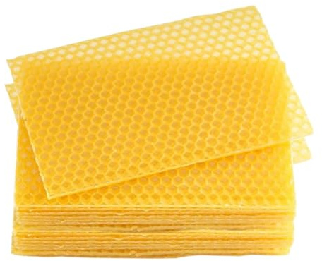 TOBEOME Lot de 30 plaques de base en cire d'abeille, pour cadres d'abeille, en cire d'abeille, en cire d'abeille naturelle, plaques de cire d'abeille