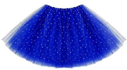 Jupe Tulle Femme Adulte avec Etoiles à Paillettes 3 Couches Jupes de Ballerine Rétro des Années 80 Jupe Tutu Bleu Royal Femme pour Carnaval Danse Halloween Course à Pied Jupette Danse Classique Fille