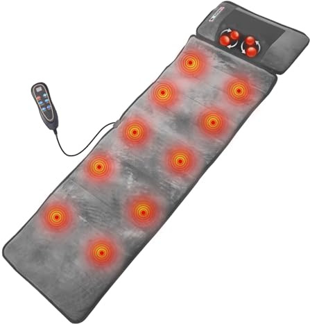 Colchoneta Masaje Cuerpo Completo | Manta Masajeador Cuerpo Entero Con Calefactado&Vibración | Estera Cojin Masajeador Plegable 9 Modos | Para Mujer Espalda, Piernas Cuello Masaje, Mando Distancia