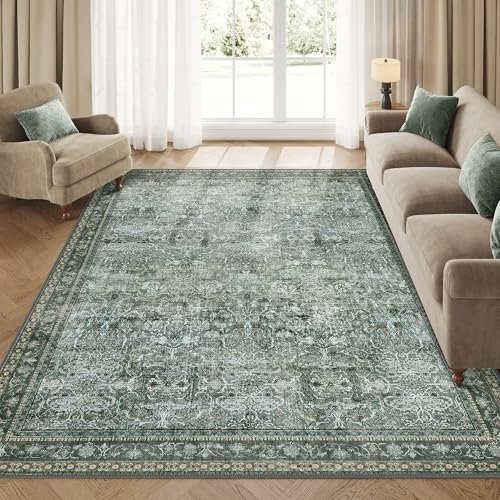 SONGMICS HOME Flachgewebe Teppich, 160 x 230 cm, Wohnzimmerteppich, Vintage-Stil, Rutschfester Teppich, flauschig, Dekoration, für Wohnzimmer, Schlafzimmer, maschinenwaschbar, schiefergrau TAR129G01