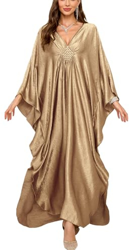 YouKD Vestido largo de mujer estilo caftan, bohemio, traje de baño, cubretraje de playa, albornoz, talla única, ropa para el hogar, Talla única
