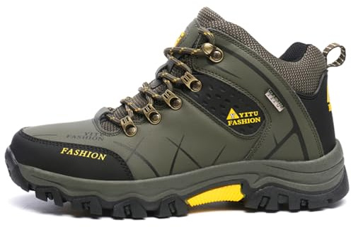 Xuanke - Scarpe da trekking da uomo, impermeabili, scarponcini da donna, scarponcini da escursionismo, scarpe da escursionismo da uomo, scarpe da montagna comode e leggere per il campeggio, verde, 43