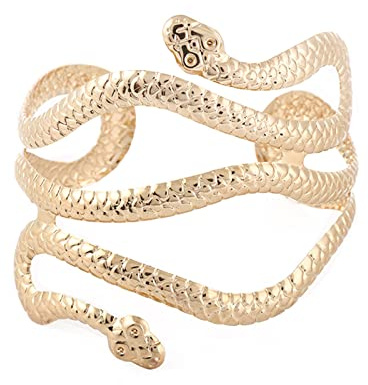 Brazalete de serpiente de aleación para la parte superior del brazo, brazalete egipcio para mujer, accesorio de disfraz egipcio para mujer, color dorado y plateado, joyería minimalista de color dorado