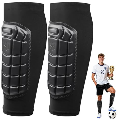 Ginocchiere Anticollisione a Nido D'Ape, Manicotti a Compressione per Polpaccio, Protezione Sportiva Unisex, Protezioni per Le Gambe, Adatto per Sport e Allenamento, Nero(S)