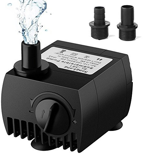 SeeKool Submersible Water Pump, Ultra-Quiet Fountain Water Pump with 4.92ft (1.5M) Power Cord and 2 water outlet Nozzles, for Pond/Aquarium/Fish Tank/Statuary/Hydroponics