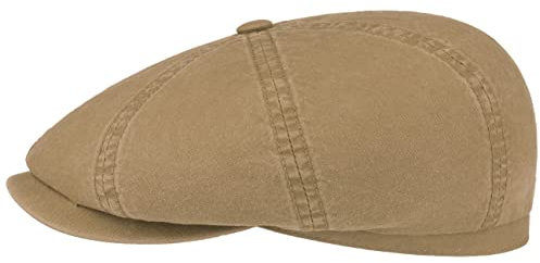 Stetson Hatteras Ballonmütze aus Bio-Baumwolle Herren Flat Cap mit UV-Schutz 40 Schiebermütze Frühjahr Sommer Dunkelbeige S (54-55 cm)