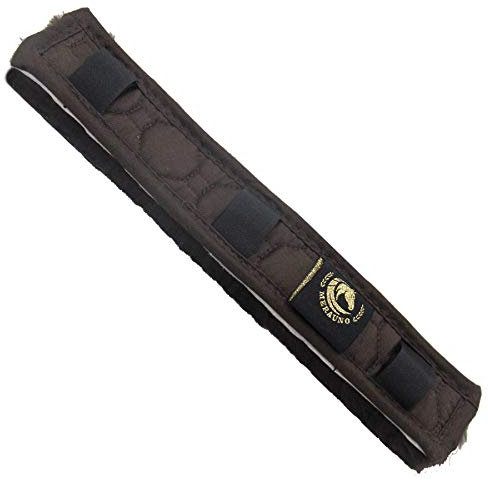 Merauno® Genickschoner aus Lammfell,Pferde Genickschutz aus echtem Fell für Halfter, Trensenzaum und Kopfstück & Zaumzeug, Schutz für Riemen und Kette, Lammwolle (28×5cm,Braun)