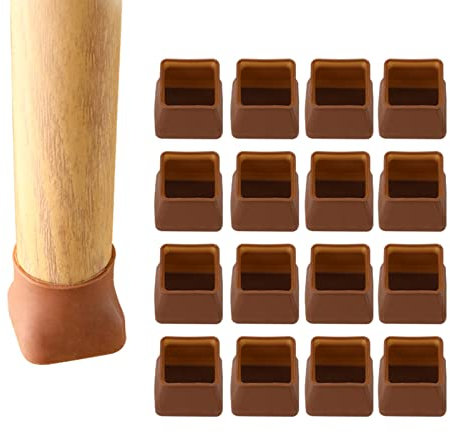 CWYP-038 16 Uds Silla Pierna Caps Cuadrada Tapas de Patas de Muebles Protectores Piso Silicona Protectores Almohadilla de Patas Sillas para Antideslizantes Insonorizada (25-30 mm,Marrón)