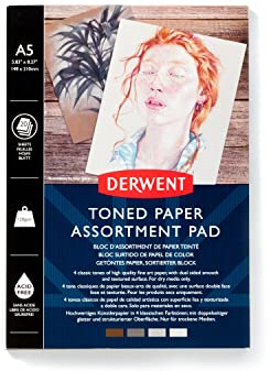 Derwent Mixed Toned Paper Pad A5, 120gsm, 20 Sheets, Double-Sided Smooth & Textured, Acid Free, Multi Toned in 4 Shades, for Fine Art Drawing, Sketching & Colouring, Professional Quality, 2306019