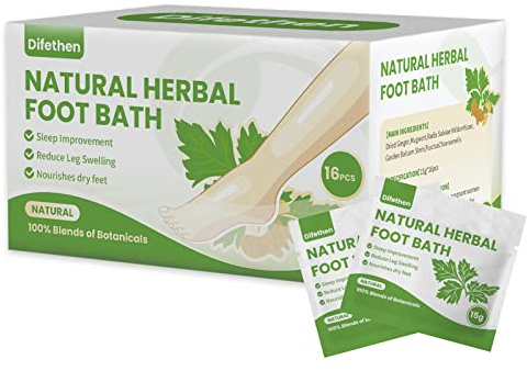 Difethen Natural Mugwort/Wormwood Herbal Foot Soak,Lymphatic Ginger Foot Bath Bag, Anti-Swelling Foot SPA Promote Metabolism, Foot Care 15g/PCS (16PCS)