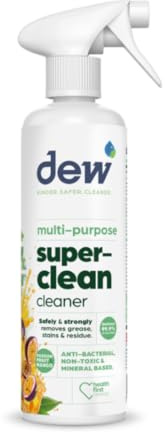 DEW Superclean Mango & Passion Fruit 500ml: Refillable Eco Friendly Antibacterial Kitchen Spray | All Purpose Rinse Free Cleaner Ideal For Multi Surfaces including Granite Worktops to Carpet