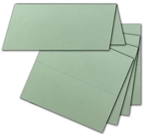 FarbenFroh by GUSTAV NEUSER 25x Tischkarten in Eukalyptus (Grün) - 4,5 x 10 cm - blanko - Doppel-Karten - als Platzkarten und Namenskarten für Hochzeit und Feste