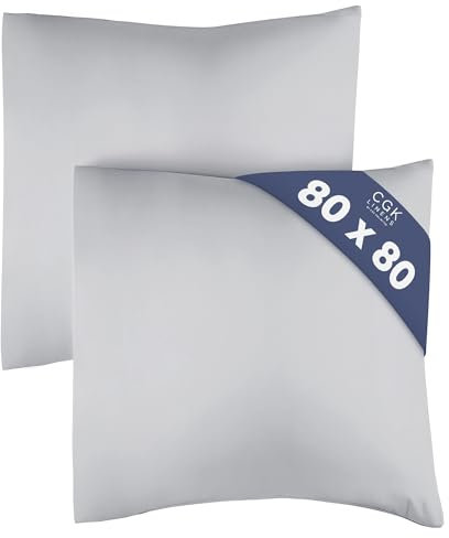 Kissenbezug 80x80 cm Hellgrau 2 Pack - Weiche Kopfkissenbezüge aus Mikrofaser - Kissenhüllen atmungsaktiv, pflegeleicht & knitterfrei - Maschinenwaschbar mit Hotelverschluss - Oeko-Tex Zertifiziert