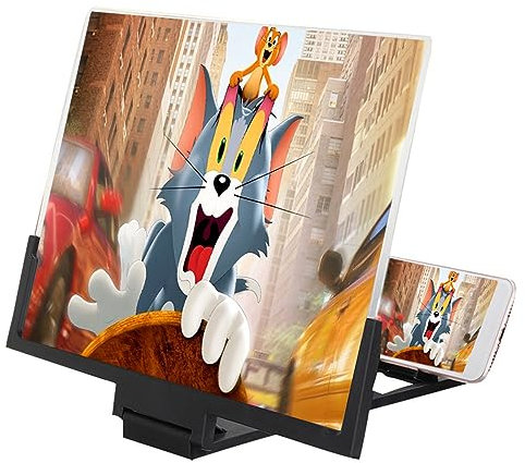 SAMTEK 14 Inch Phone Screen Magnifier, Portable Foldable Smart Phone Magnifier with Folding Stand Holder, Eye Protection 3D Screen Expander for Movies, Videos, and Gaming, for All Smartphone