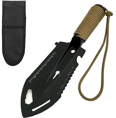 Ncheli Paleta de Camping 9 en 1 Multifunzionale Acero Inoxidable, para Camping, Accesorios, Antideslizante, Pala de jardín, Pala Militar, Senderismo, Pala de Supervivencia,